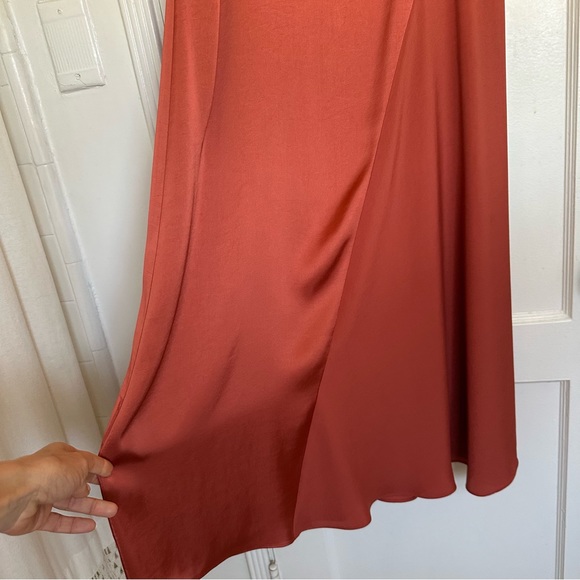 All Saints Ageta Slip Satin Dress in Rust color, S - Picture 8 of 17